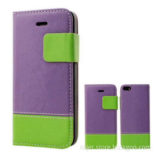 Book Style Leather Flip Smartphone Cases for iPhone 5, Magnetic Flap on Top, OEM Orders Welcomed